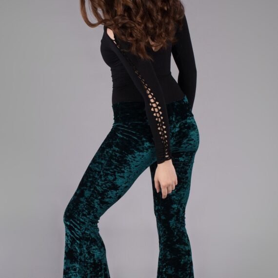 Forest Green Velvet Slim Bells