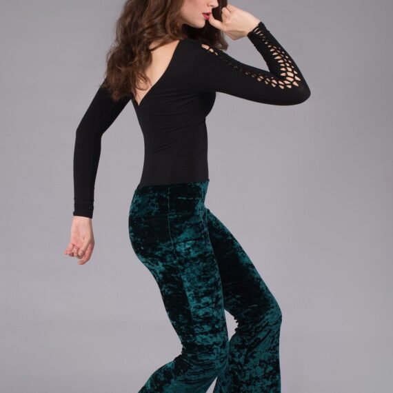 Forest Green Velvet Slim Bells