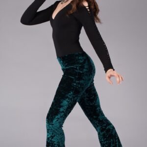 Forest Green Velvet Slim Bells